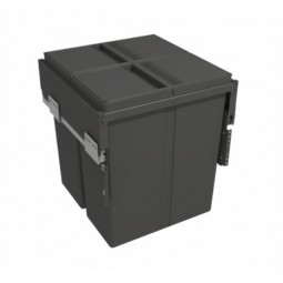 Pull-Out Waste Bin With Plastic Lid, 2 x 29 Litre Bins