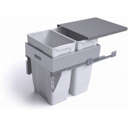 Pull-Out Waste Bin W/Metal Lid, 2 x 30L Bins For 500mm Cab.
