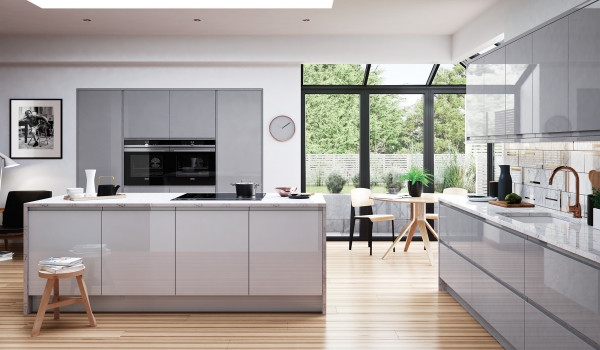 Strada Gloss Handleless Light Grey - Stori